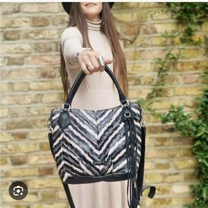 LIEBESKIND BERLIN Gina watersnake black leather handbag crossbody animal print